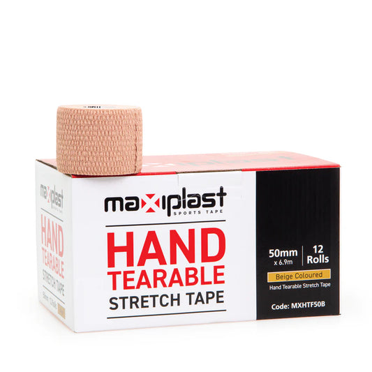 Maxiplast Hand tearable stretch tape 5cm x 6.9m (BOX OF 12)