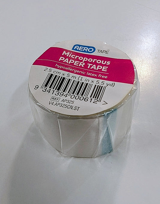 AEROTAPE Tan Microporous Paper Tape 2.5cm x 5M (White)